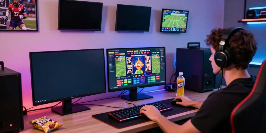 Engaging online betting experience at https://man88.hair/ with vibrant gaming setup.