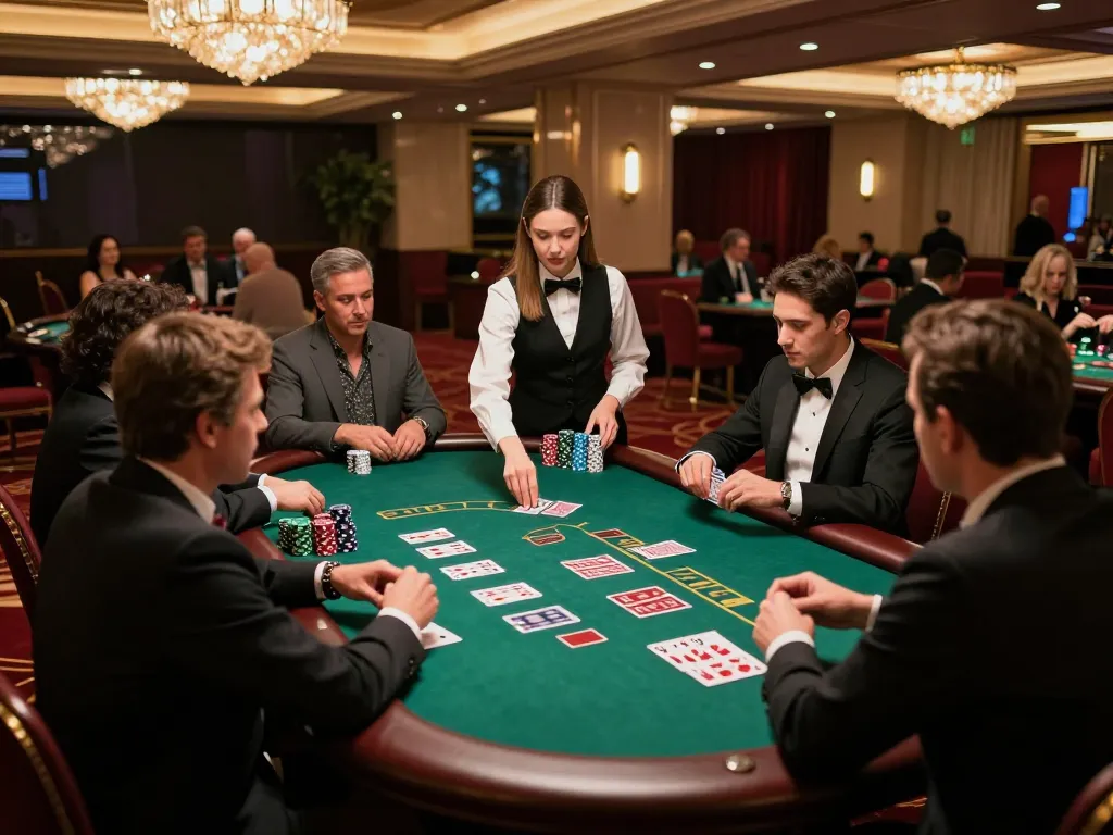 33win players engaged at a high-stakes blackjack table showcasing strategic gameplay and excitement.