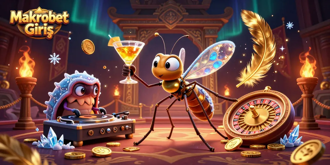 Experience Makrobet Giriş with a lively 3D illustration showcasing dynamic casino elements and vibrant characters.