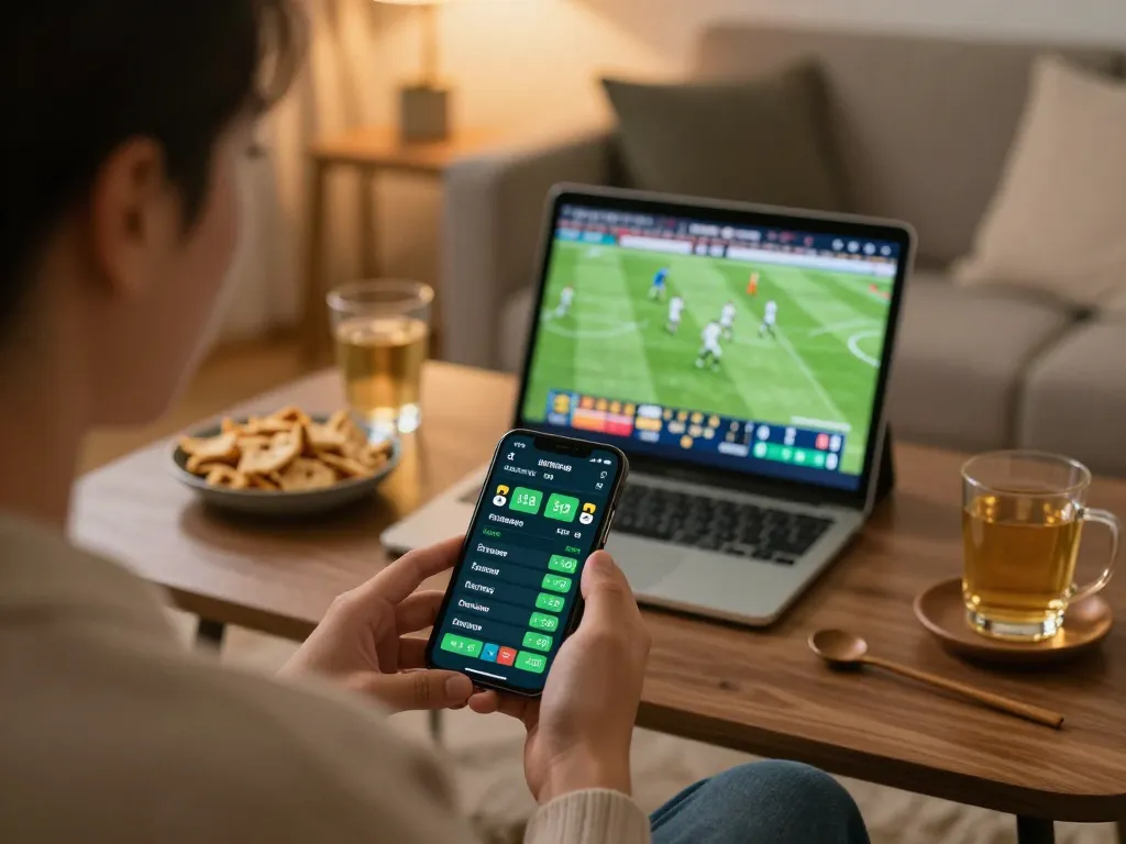 Cakhiatv user engaging in live sports betting while enjoying a football match.