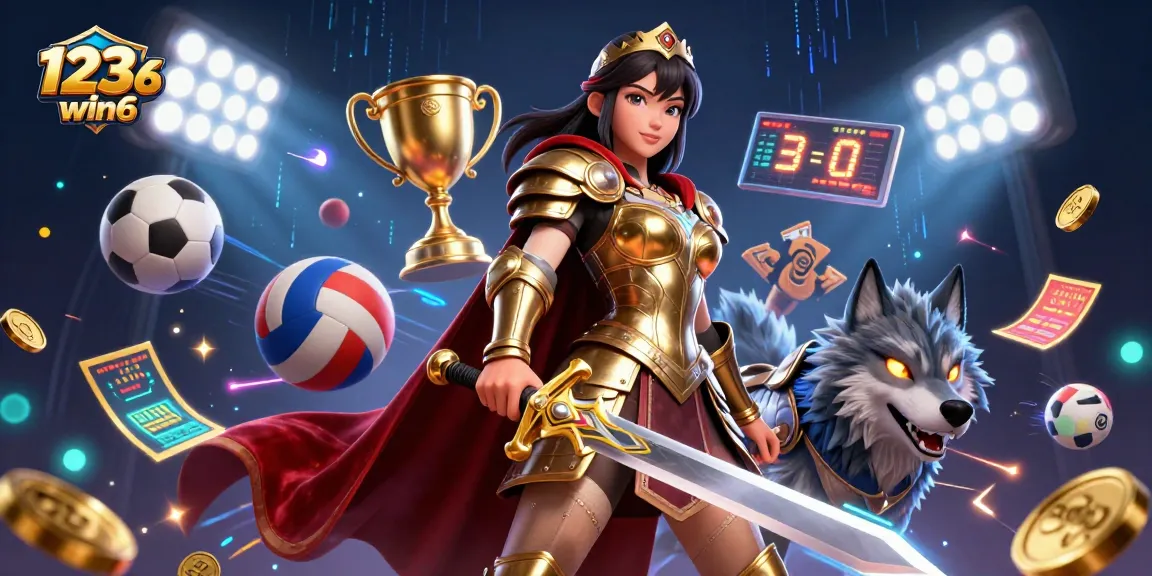 Experience thrilling gameplay at 123win6 with a dynamic casino scene featuring energetic sports elements.