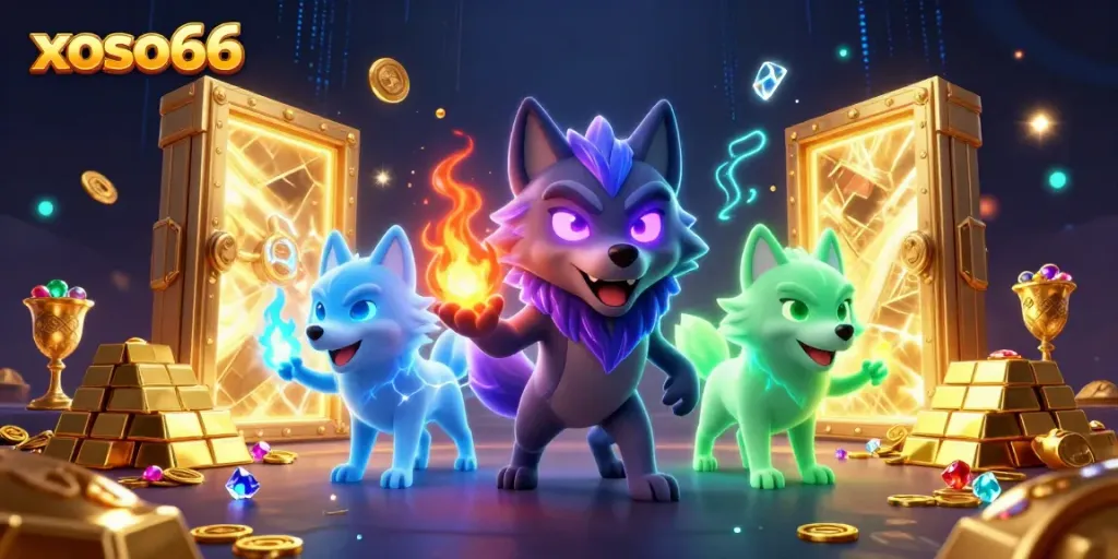 Experience thrilling gameplay with xoso66 surrounded by treasure in this 3D casino scene.