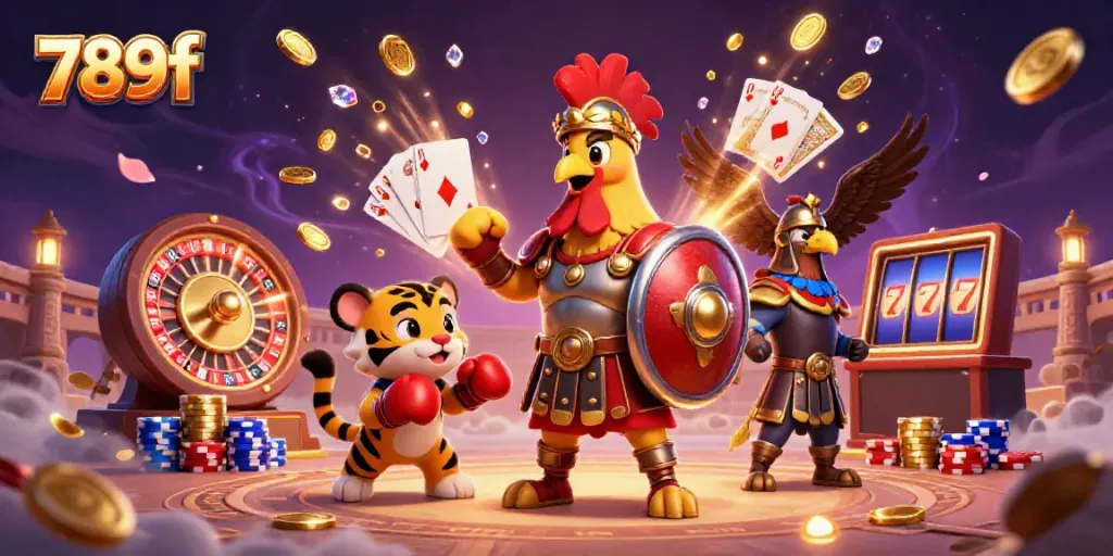 Engage in thrilling gaming at 789f with gladiators and vibrant casino elements.