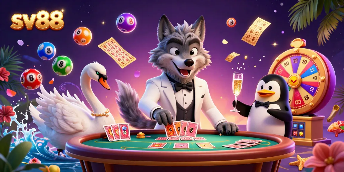 Unleash exciting thrills with sv88 as a debonair wolf, elegant swan, and penguin come alive at a live casino table.