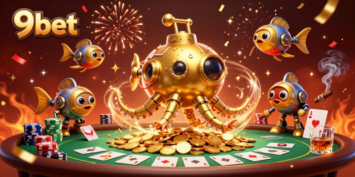 Experience thrilling gameplay at 9bet with a vibrant casino scene filled with 3D characters.